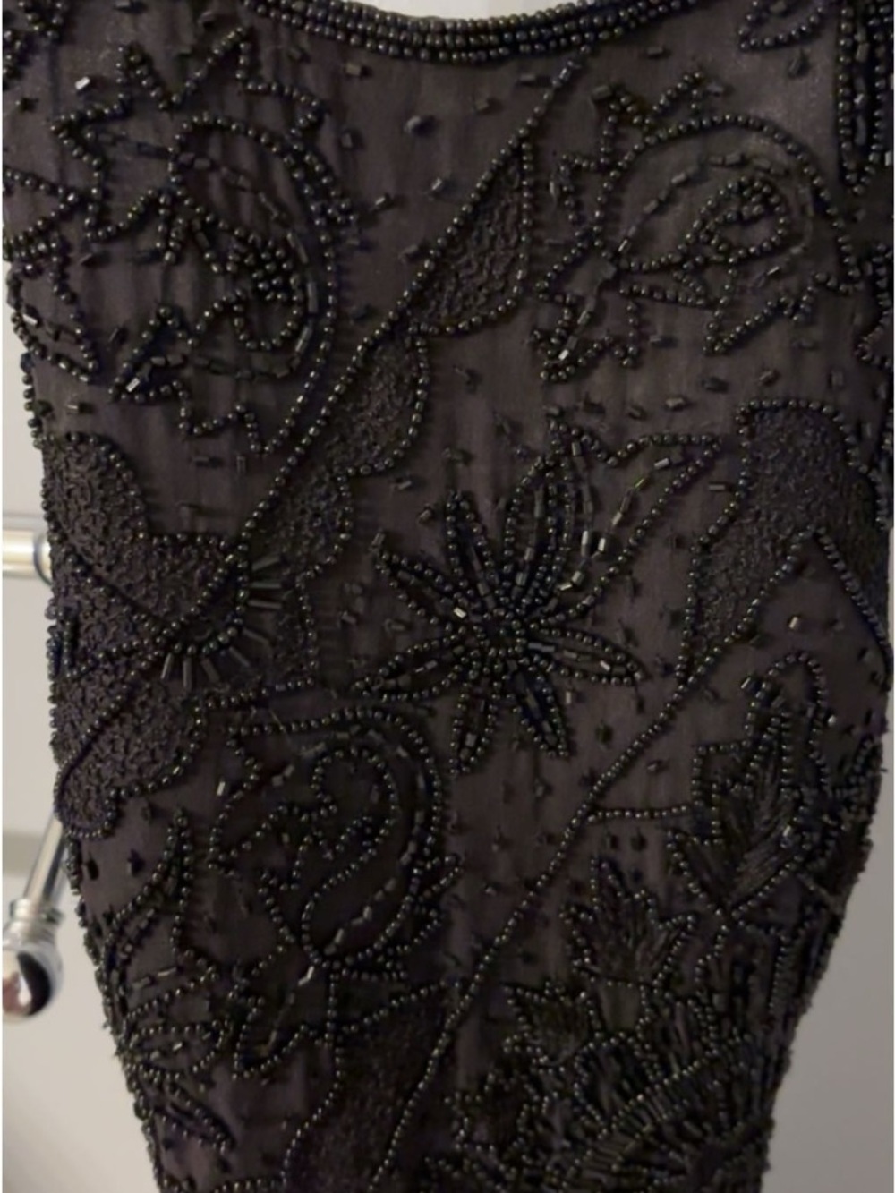 White House Black Market Black Evening Dress with Beaded Accents